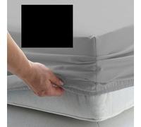EURO DOUBLE SIZE FITTED SHEET 55" x 78" - CONTINENTAL - 300 Thread Count Percale Material - Hand Made to Order - 13" (33cm) (Black)