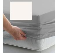 EURO DOUBLE SIZE FITTED SHEET 55" x 78" - CONTINENTAL - 300 Thread Count Percale Material - Hand Made to Order - 15" (38cm) (Cream)