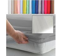 EURO DOUBLE SIZE FITTED SHEET 55" x 78" - CONTINENTAL 300 Thread Count Percale Material - Hand Made to Order - 10" (26cm) (Satin Stripe White)