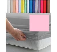 EURO DOUBLE SIZE FITTED SHEET 55" x 78" - CONTINENTAL 300 Thread Count Percale Material - Hand Made to Order - 10" (26cm) (Pink)