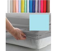 EURO DOUBLE SIZE FITTED SHEET 55" x 78" - CONTINENTAL 300 Thread Count Percale Material - Hand Made to Order - 10" (26cm) (Duck Egg)