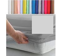 EURO DOUBLE SIZE FITTED SHEET 55" x 78" - CONTINENTAL 300 Thread Count Percale Material - Hand Made to Order - 10" (26cm) (Silver Grey)