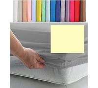 EURO DOUBLE SIZE FITTED SHEET 55" x 78" - CONTINENTAL 300 Thread Count Percale Material - Hand Made to Order - 10" (26cm) (Yellow)