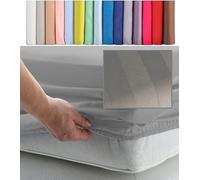 EURO DOUBLE SIZE FITTED SHEET 55" x 78" - CONTINENTAL 300 Thread Count Percale Material - Hand Made to Order - 10" (26cm) (Satin Stripe Grey)
