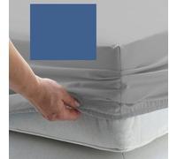 EURO DOUBLE SIZE FITTED SHEET 55" x 78" - CONTINENTAL - 300 Thread Count Percale Material - Hand Made to Order - 15" (38cm) (Denim)