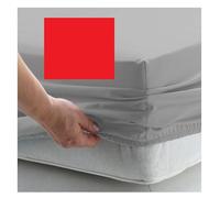EURO DOUBLE SIZE FITTED SHEET 55" x 78" - CONTINENTAL - 300 Thread Count Percale Material - Hand Made to Order - 13" (33cm) (Red)