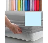 EURO DOUBLE SIZE FITTED SHEET 55" x 78" - CONTINENTAL 300 Thread Count Percale Material - Hand Made to Order - 10" (26cm) (Blue)