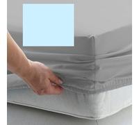 EURO DOUBLE SIZE FITTED SHEET 55" x 78" - CONTINENTAL - 300 Thread Count Percale Material - Hand Made to Order - 15" (38cm) (Blue)