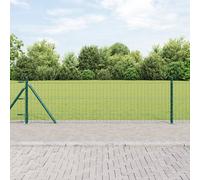 Euro Fence with 13 Flanged Posts 0.4x50 m Galvanised Steel Berkfield Home Silver One Size