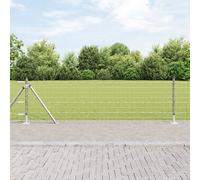 Euro Fence with 13 Flanged Posts 0.6x25 m Galvanised Steel Berkfield Home Silver One Size