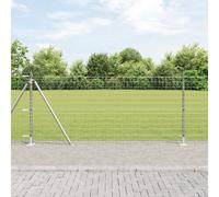 Euro Fence with 13 Flanged Posts 0.8x25 m Galvanised Steel Berkfield Home Silver One Size