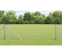 Euro Fence with 13 Spike Posts 0.4x50 m Galvanised Steel Berkfield Home Silver One Size