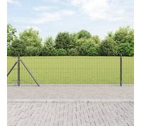 Euro Fence with 7 Flanged Posts 0.6x10 m Galvanised Steel Berkfield Home Silver One Size