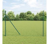 Euro Fence with 7 Posts 1.6x10 m Galvanised Steel Green Berkfield Home Silver One Size