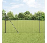 Euro Fence with 7 Spike Posts 1.6x10 m Galvanised Steel Grey Berkfield Home Silver One Size