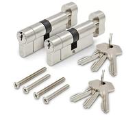 Euro Key & Thumbturn Cylinders British Standard Kitemarked, 64mm | Anti-Snap Protection, British Standard Kite Mark, Matched Pair, Drill-Resistant Pins, Includes Retaining Screws