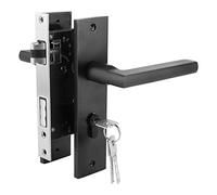 Euro Lock Door Handle, Space Aluminum Door Lock Complete Set with 3 Keys and Door Handle Thumb-Turn Knob Mortise Locks for Interior and Exterior Doors