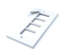 Euro Module Wall Plate Faceplate Frame with Screws - Compatible with Standard Euro UK Modules (Dual Gang 4 Port)