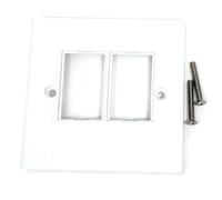 Euro Module Wall Plate Faceplate Frame with Screws - Compatible with Standard Euro UK Modules (Single Gang 2 Port)