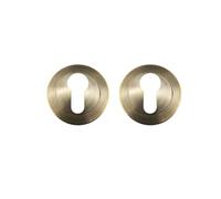 Euro Profile Escutcheon 50mm Round Keyhole Cover for Euro Cylinder Door Locks Modern Polished Finish Fittings Included (Antique Brass)