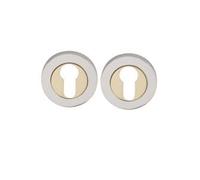 Euro Profile Escutcheon 50mm Round Keyhole Cover for Euro Cylinder Door Locks Modern Polished Finish Fittings Included (Polished Chrome/Polished Brass)