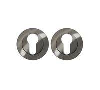 Euro Profile Escutcheon 50mm Round Keyhole Cover for Euro Cylinder Door Locks Modern Polished Finish Fittings Included (Black Nickel)