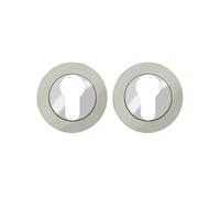 Euro Profile Escutcheon 50mm Round Keyhole Cover for Euro Cylinder Door Locks Modern Polished Finish Fittings Included (Polished Chrome/Satin Nickel)