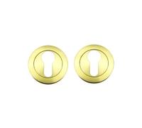 Euro Profile Escutcheon 50mm Round Keyhole Cover for Euro Cylinder Door Locks Modern Polished Finish Fittings Included (Satin Brass)
