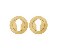 Euro Profile Escutcheon 50mm Round Keyhole Cover for Euro Cylinder Door Locks Modern Polished Finish Fittings Included (Matt Satin Brass)