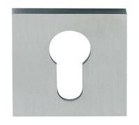 Euro Profile Square Escutcheon - Modern Keyhole Cover Plate with Concealed Fixings for Euro Cylinder Locks - Sleek Square Design by Kooples Hardware (Satin Stainless Steel)