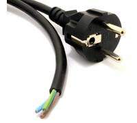 Euro Schuko 2 Pin Plug to Bare Wire 3 Core Mains Power 10A Cable 2m