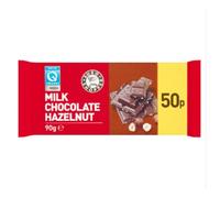 Euro Shopper Milk Chocolate Hazelnut 90g x 26 Pack - Creamy Milk Chocolate with Hazelnuts - Everyday Sweet Treats - Great Value Bulk Case
