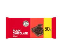 Euro Shopper Plain Chocolate 90g x 26 Pack - Smooth Plain Chocolate Bars - Classic Sweet Treats - Great Value Bulk Case