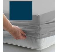EURO SINGLE SIZE FITTED SHEET 36" x 78" EXTRA DEEP - CONTINENTAL - 300 Thread Count Percale Material - Hand Made to Order - 15" (38cm) (Navy)