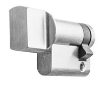 Euro Single Thumbturn Only Cylinder Lock Barrel for Internal Doors with One-Sided Privacy Turn Control (Satin Chrome)