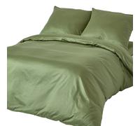 (Euro Size - 150 x 200 cm, Moss Green) Duvet Cover with Pillowcase 400 Thread Count