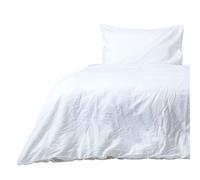 (Euro Size - 155 x 220 cm, White) Soft Linen Plain Duvet Cover with Pillowcase