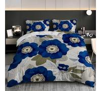 Euro Size Duvet Cover Set 150x200 cm Microfibre, Zip Closure Blue