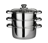 Euro Steamer with Glass LID with CAPSULATED Bottom 22CM 3 PCS