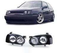 EURO Volkswagen VW Golf 3 Jetta Rabbit MK3 Hella Style Black Glossy Head Lights
