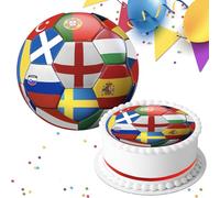 EURO WORLD CUP EUROPEAN FLAGS EUROPE PRE-CUT 7.5 INCH EDIBLE ICING CAKE TOPPER DECORATION
