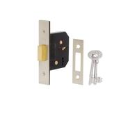 EuroArt 3 Lever Dead Lock, 63mm and 75mm, for Wooden Doors, Heavy-Duty Security, Home Office Security Hardware, with Fixings Included (Electro Brass, 75mm)