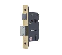 EuroArt 5 Lever Sashlock, British Standard, Polished Brass, Mortice Lock for Wooden Doors, Heavy-Duty Security (65mm)