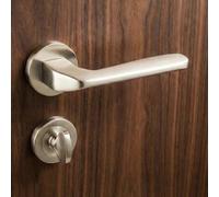 EUROART Amalfi Luxury Designer Lever on Round Rose Premium Contemporary Interior Door Handle Set for Modern Residential & Architectural Spaces (Satin Nickel)