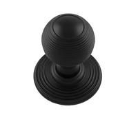 EUROART Architectural Reeded Mortice Door Knob 70mm x 51mm Contemporary Textured Solid Metal Interior Door Furniture (Matt Black)