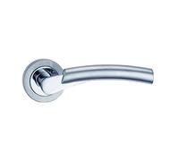 Euroart Arkus Sorrento Lever on Round Rose Door Handle - Dual Finish Satin Nickel/Chrome (New Range)