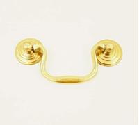 EUROART Cabinet Pull Handle, Metal, Corrosion-Resistant, Modern, for Cabinets, Drawers and Cupboards, 75mm and 88mm Hole Centres (Polished Brass, 75mm)