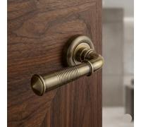 EUROART Caliber Luxury Interior Door Handle Set, Solid Metal, Contemporary Style, Residential and Commercial Use (Antique Brass)