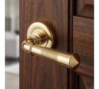 EUROART Caliber Luxury Interior Door Handle Set, Solid Metal, Contemporary Style, Residential and Commercial Use (Polished Brass)