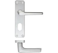 EUROART Contract Aluminium Lever on Lock Backplate Door Handle for Oval Cylinder Lock in Satin Anodised Aluminium Finish